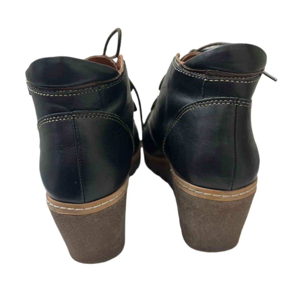Pikolinos Black Leather Lace-Up Wedge Ankle Boots Size 39 (8.5–9) New condition - Picture 4 of 7